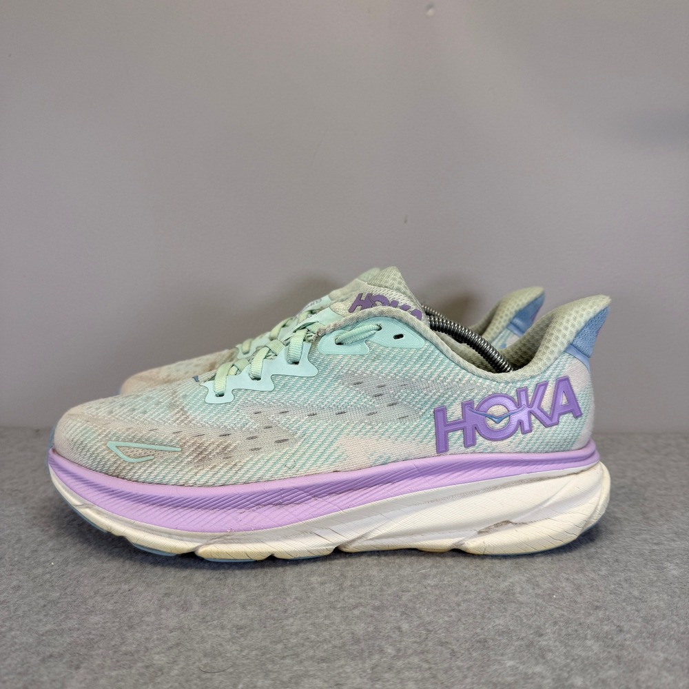 Hoka Clifton 9 Womens Shoes Size 9.5 Blue & Purple Running Sneakers 1127896 SOLM